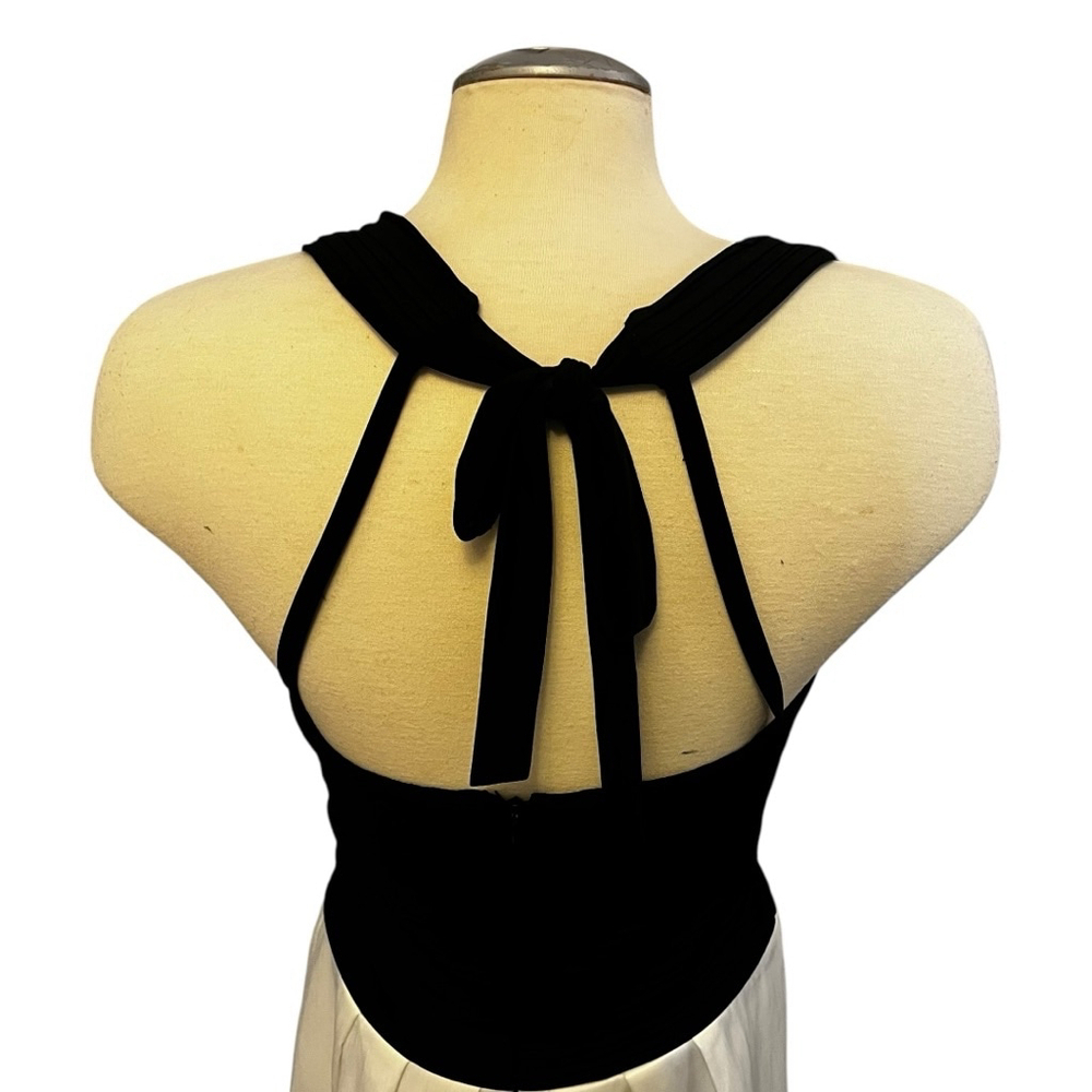 Frank Lyman Evening Cocktail Halter Colourblock Dress Black/White US 8 - Picture 13 of 15